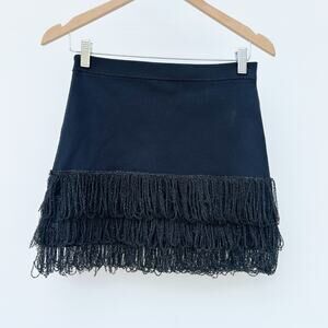 Staud Mini Skirt Tiered Fringe Knit Sparkle Short Sample Small Resort 2023
